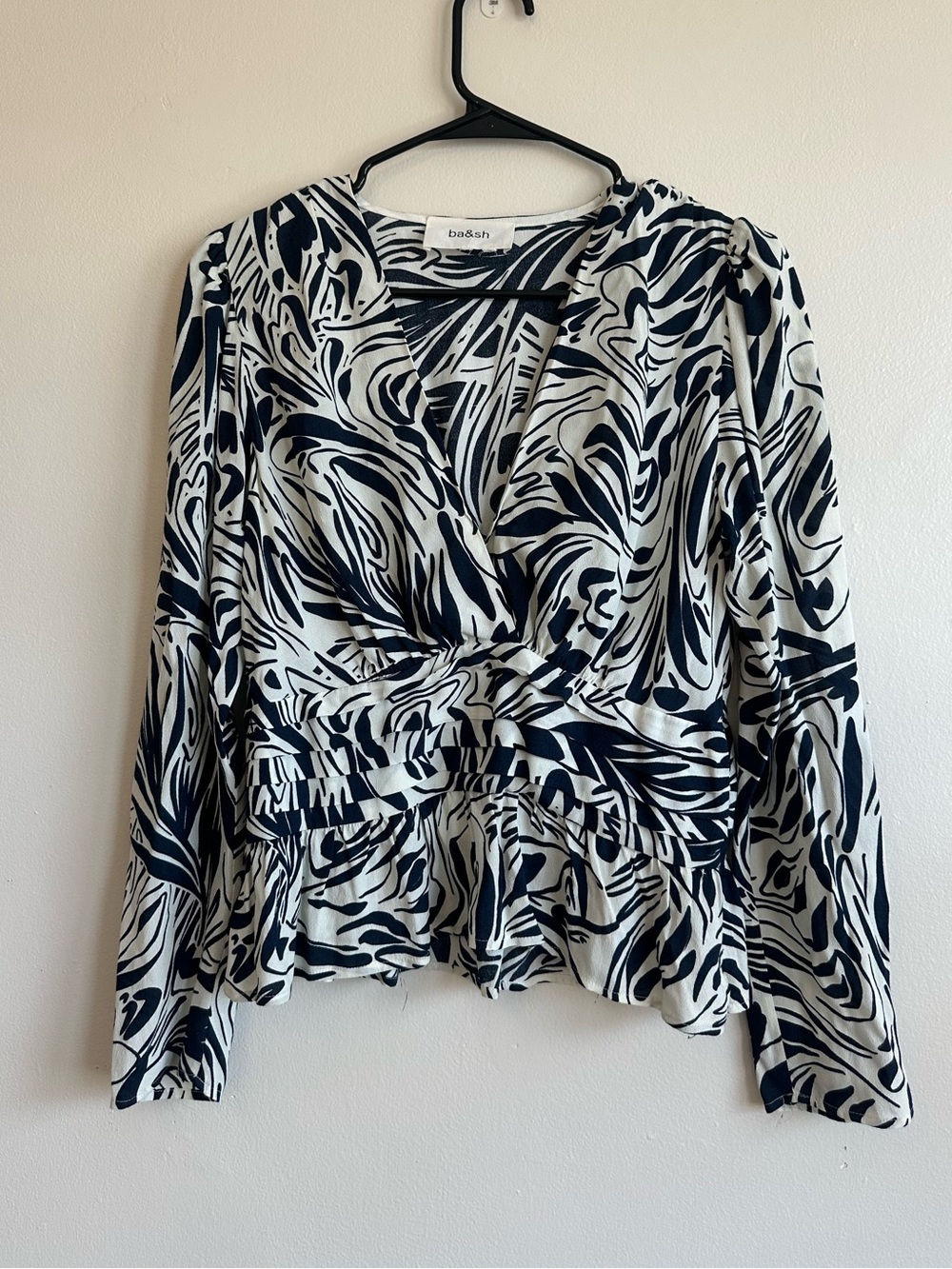 ba&sh Cae Blouse white and Navy Blue